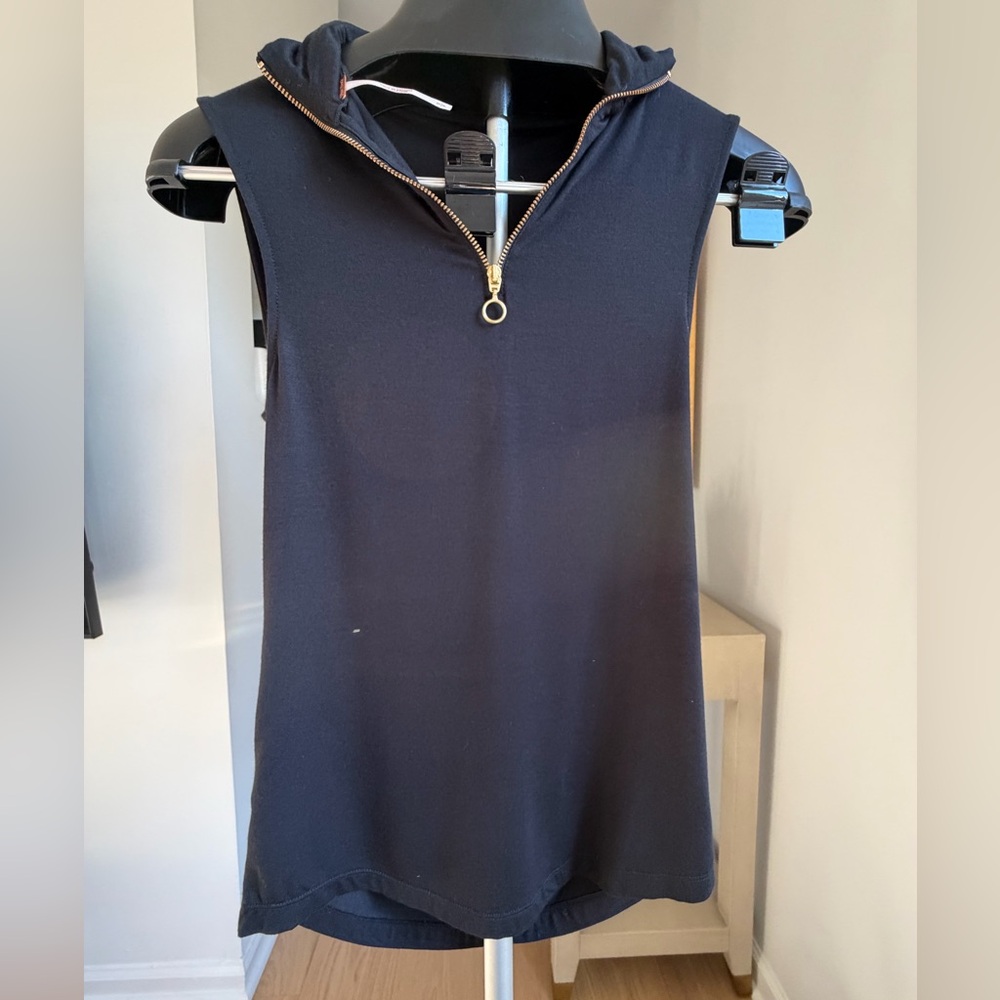 Free People Black Sleeveless Zip-Up Tank
